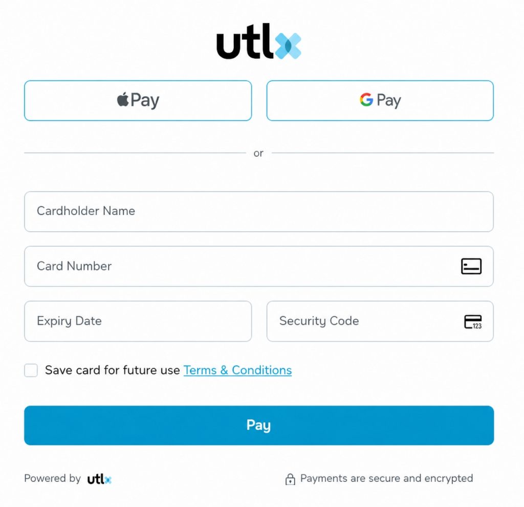utlx : Card Input Screen
